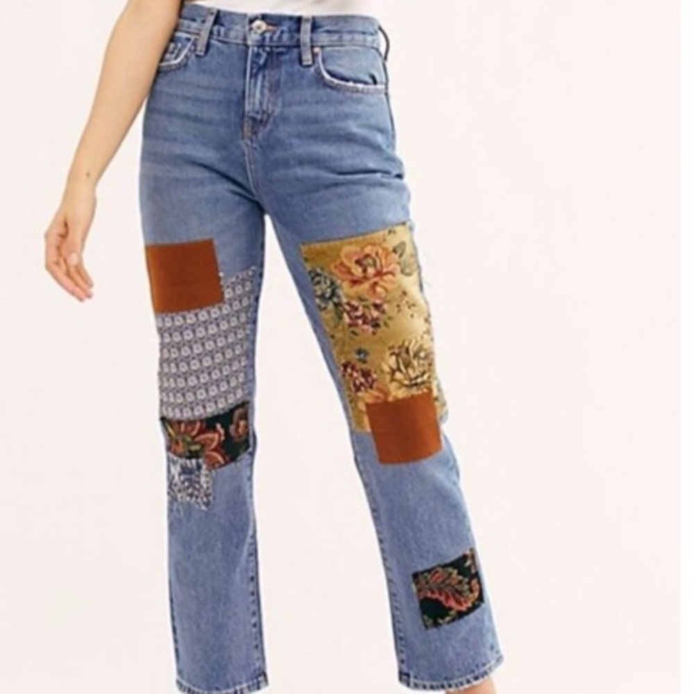 Free People Poppy Patch Ankle Jeans. 27, 26